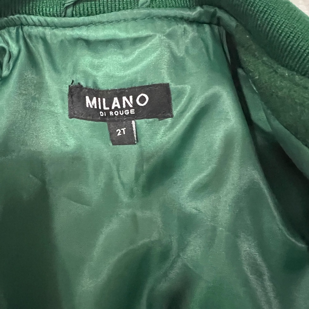 Green Milano Di Rouge Kids Gamble Jacket Wool Bomber Jacket 2T Unisex - Picture 4 of 7